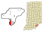 Clark County Indiana Incorporated and Unincorporated areas Clarksville Highlighted